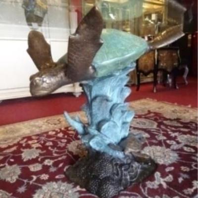 LOT 103: BRONZE SEA TURTLE SCULPTURE