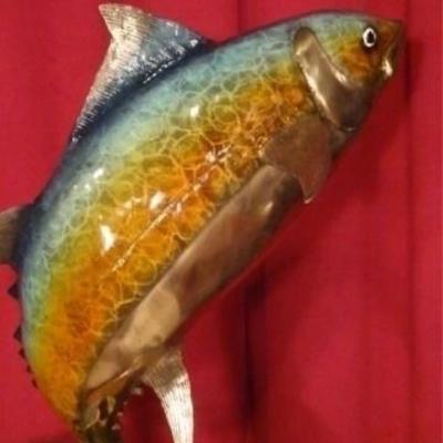 LOT 102: HUGE PATINATED BRONZE TUNA SCULPTURE
