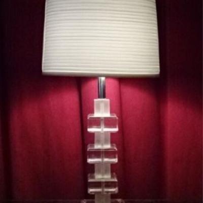 LOT 71D: LARGE STACKED BLOCK LUCITE LAMP