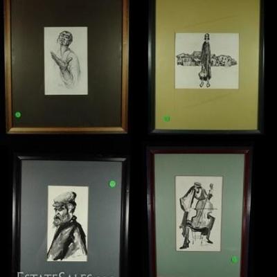 LOT 43A: 4 PC MOSHE BERNSTEIN JUDAICA LITHOGRAPHS