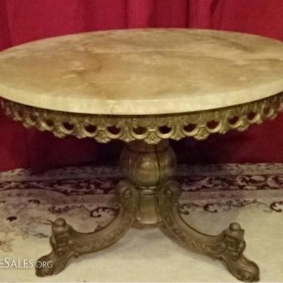 LOT 109C: PAIR ONYX AND BRASS TABLES, MID CENTURY