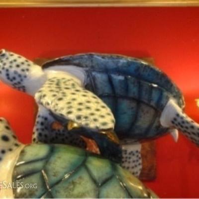 LOT 92A: HUGE PATINATED BRONZE SEA TURTLE SCULPTURE
