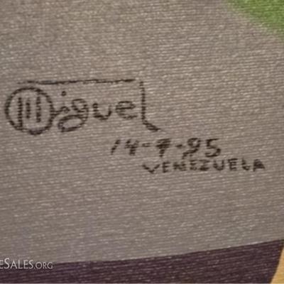 LOT 50C: MIGUEL PERALES SURREALIST ACRYLIC ON CANVAS PAINTING