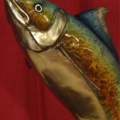 LOT 102: HUGE PATINATED BRONZE TUNA SCULPTURE