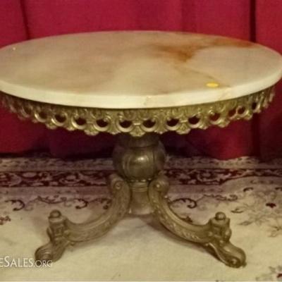 LOT 109C: PAIR ONYX AND BRASS TABLES, MID CENTURY