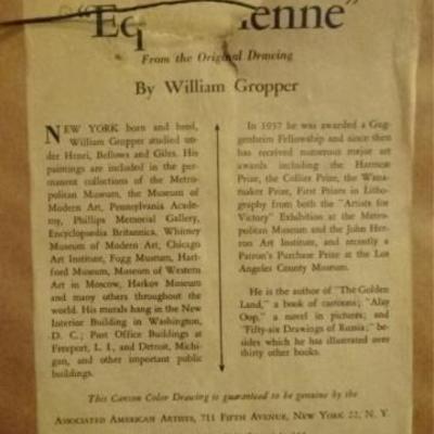 LOT 22D: WILLIAM GROPPER COLOR LITHOGRAPH CIRCA 1950's, "EQUESTRIENNE"