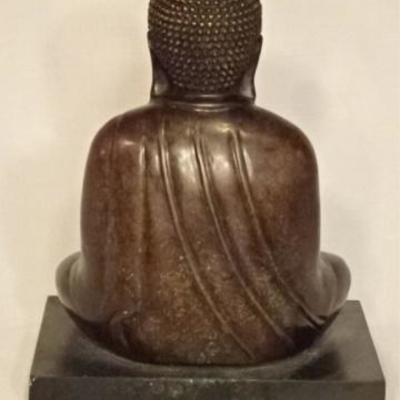 LOT 23B: BRONZE SEATED BUDDHA SCULPTURE, ON MARBLE BASE