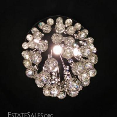 LOT 98: MODERN CHANDELIER, RAIN DROP HELIX WITH CRYSTAL BALLS