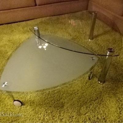 LOT 107A: MODERN CHROME AND GLASS COFFEE TABLE