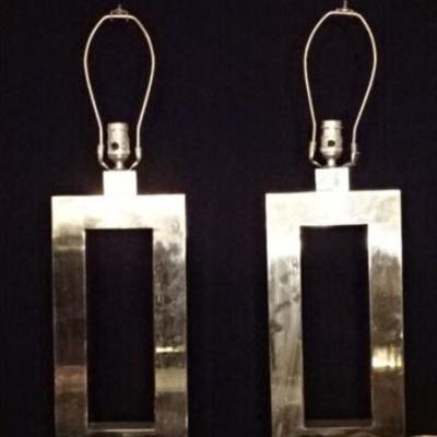 LOT 112C: PAIR MODERN CHROME TABLE LAMPS