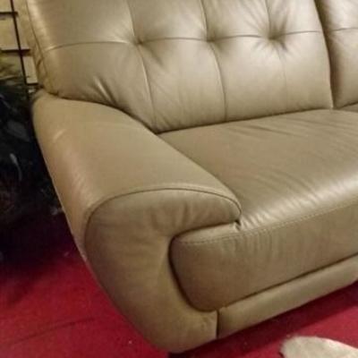 LOT 59: MODERN DESIGN TAUPE LEATHER SOFA - 2 AVAILABLE!