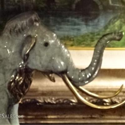 LOT 64B: LARGE PATINATED BRONZE MAMMOTH SCULPTURE