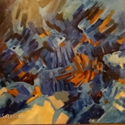LOT 122C: HUGE ACRYLIC ABSTRACT PAINTING ON CANVAS