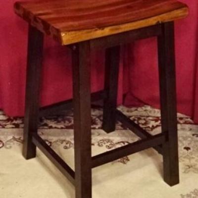LOT 87A: PAIR ASIAN STYLE WOOD BARSTOOLS