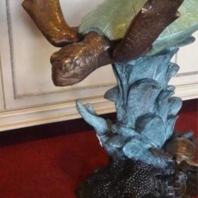 LOT 103: BRONZE SEA TURTLE SCULPTURE