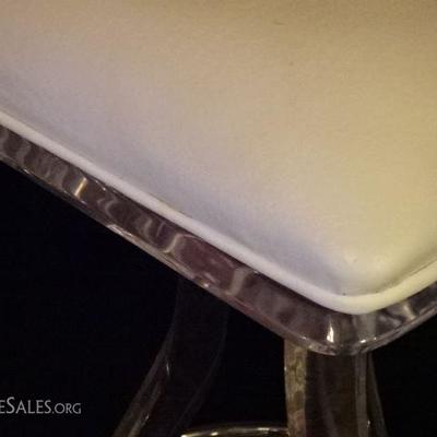 LOT 102A: 3 CLEAR LUCITE AND CHROME BARSTOOLS
