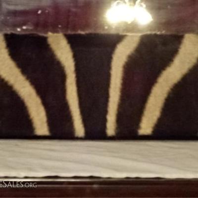 LOT 51C: ZEBRA PRINT NATURAL STEER HIDE FRAMED MIRROR