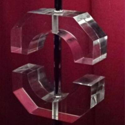 LOT 62B: LARGE STACKED BLOCK LUCITE LAMP 