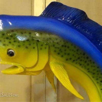LOT 132B: LARGE PATINATED BRONZE MAHI MAHI SCULPTURE 