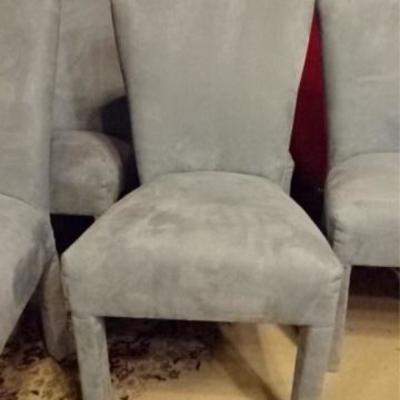 LOT 46B: 7 CONTEMPORARY MICRO FIBER DINING CHAIRS, PALE BLUE