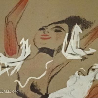 LOT 22D: WILLIAM GROPPER COLOR LITHOGRAPH CIRCA 1950's, "EQUESTRIENNE"