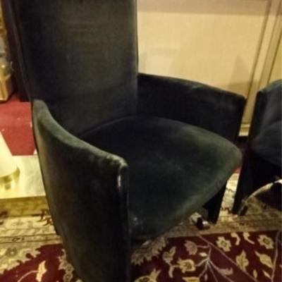 LOT 25B: PAIR MID CENTURY MODERN VELVET ARM CHAIRS