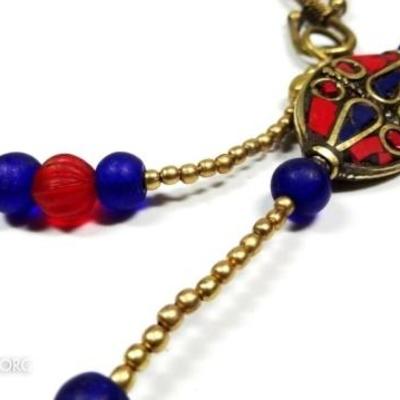 LOT 41D: TIBETAN LAPIS & CORAL NECKLACE