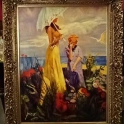 LOT 79: HUGE AFTER PINO DAENI OIL ON CANVAS PAINTING