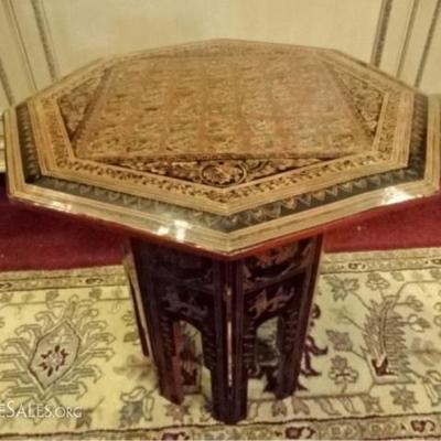 LOT 34C: ASIAN FOLDING OCTAGONAL TABLE, MADE IN THAILAND