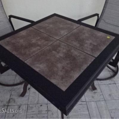 LOT 111: 3 PC PATIO SET, TABLE AND 2 SWIVEL ARMCHAIRS