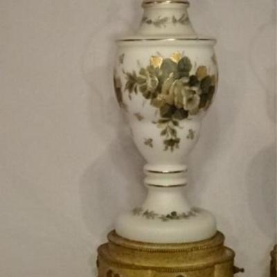 LOT 84D: PAIR VINTAGE WHITE GLASS LAMPS