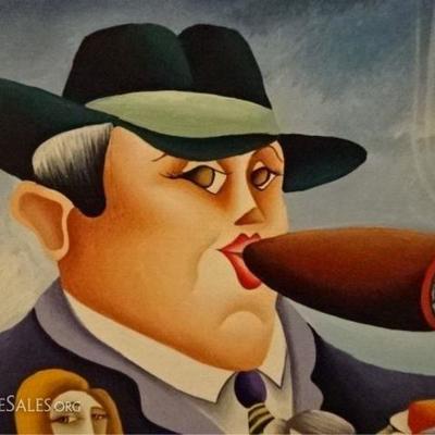 LOT 101A: HUGE YUVAL MAHLER OIL ON CANVAS PAINTING