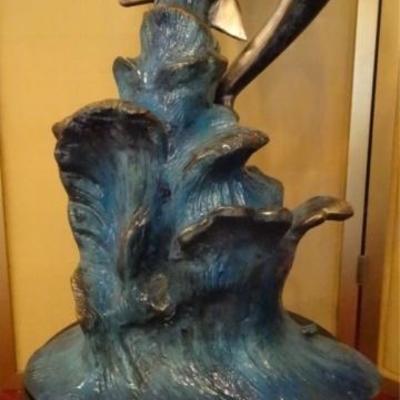 LOT 95A: HUGE PATINATED BRONZE DOLPHIN SCULPTURE