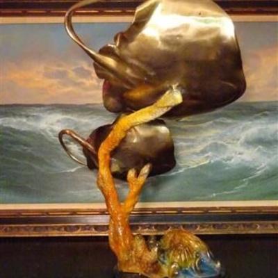 LOT 132: LARGE BRONZE STINGRAY SCULPTURE