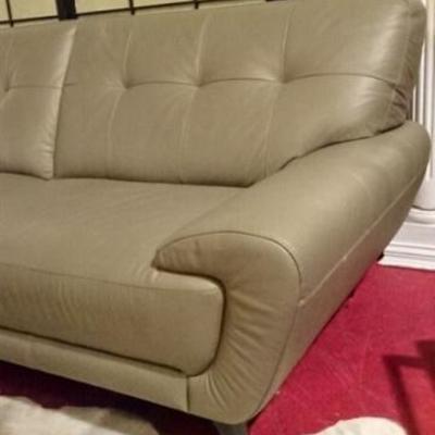 LOT 59: MODERN DESIGN TAUPE LEATHER SOFA - 2 AVAILABLE!