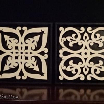 LOT 56C: 2 FRAMED STENCIL CUT PLAQUES