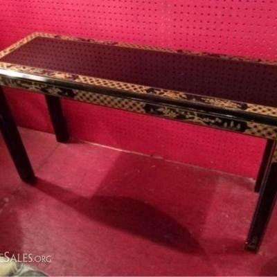 LOT 103A: CHINESE STYLE BLACK AND GOLD CONSOLE TABLE BY JASPER