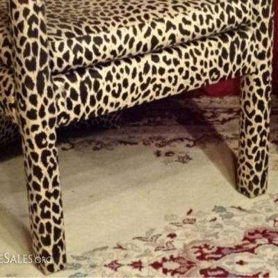 LOT 42C: PAIR MID CENTURY MODERN CHEETAH PRINT ARMCHAIRS