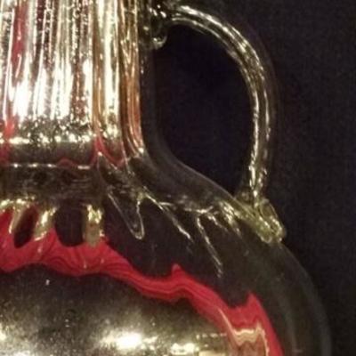 LOT 24C: LARGE SILVERED GLASS VASE WITH DUAL HANDLES