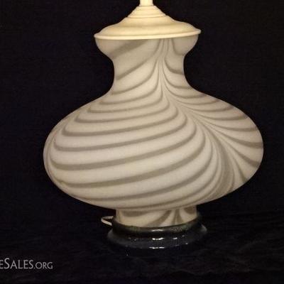 LOT 90A: MID CENTURY WHITE ART GLASS LAMP