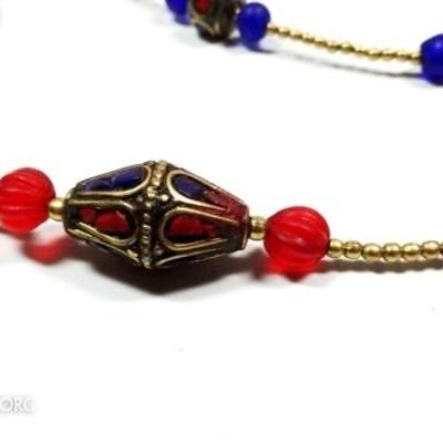 LOT 41D: TIBETAN LAPIS & CORAL NECKLACE