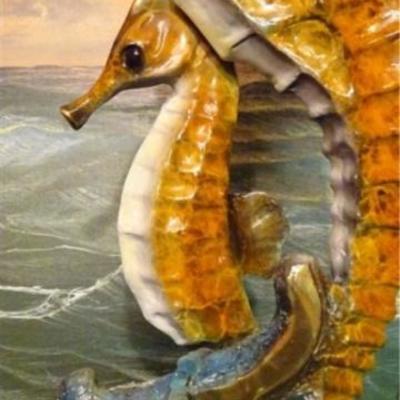 LOT 66: LARGE SEAHORSE BRONZE SCULPTURE