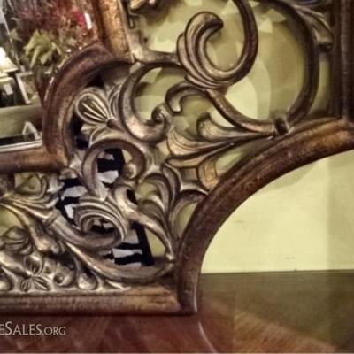 LOT 56A: LARGE ORNATE MIRROR, GOLD FINISH WOOD FRAME