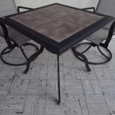 LOT 111A: 3 PC PATIO SET, TABLE AND 2 SWIVEL ARMCHAIRS