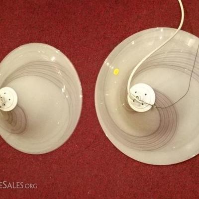 LOT 115A: PAIR ART GLASS PENDANT LIGHTS