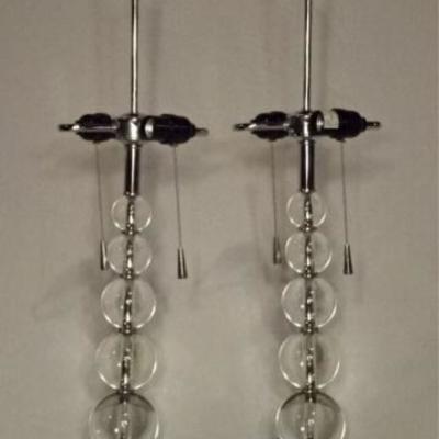 LOT 62: PAIR CLEAR ACRYLIC ORB LAMPS