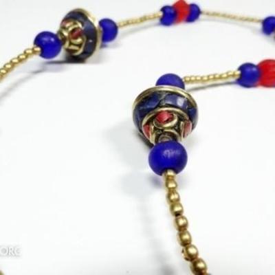 LOT 41D: TIBETAN LAPIS & CORAL NECKLACE