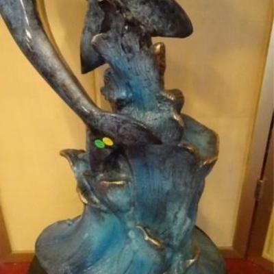 LOT 95A: HUGE PATINATED BRONZE DOLPHIN SCULPTURE