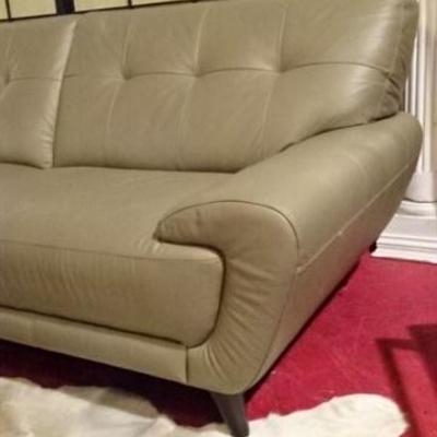 LOT 59A: MODERN DESIGN TAUPE LEATHER SOFA - 2 AVAILABLE!