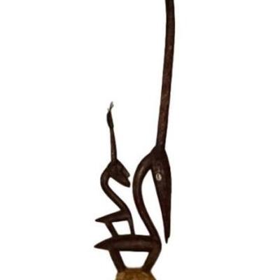 LOT 25: AFRICAN CHIWARA BAMARA WOOD ANTELOPE SCULPTURE